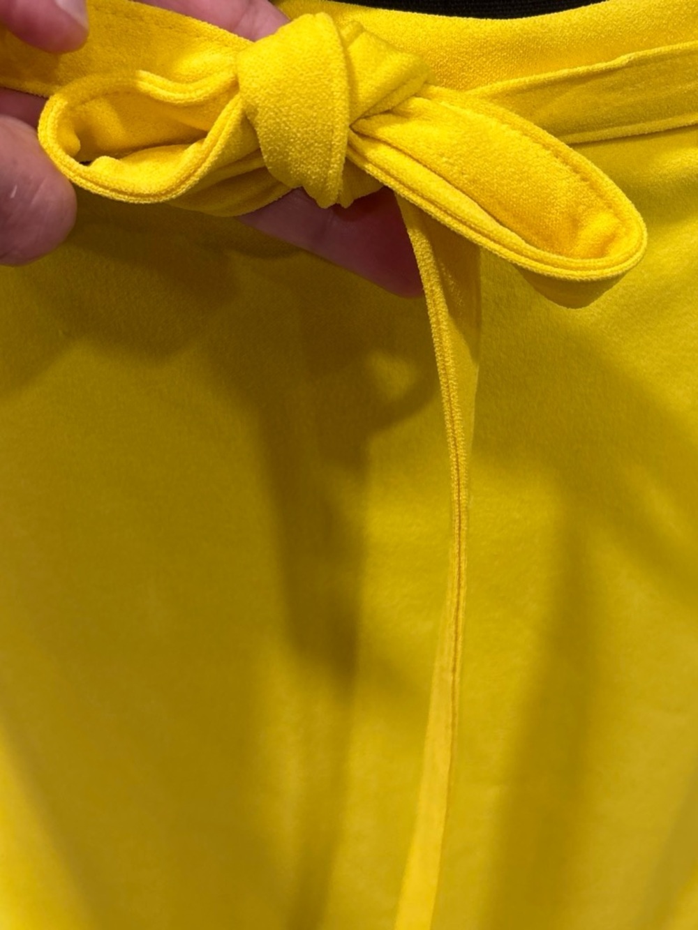 Bright Yellow Pencil Skirt with Tie Waist - Picture 3 of 5
